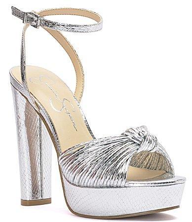 Jessica Simpson Immie Ankle Strap Embossed Platform Dress Sandals Product Image