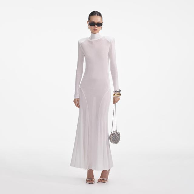 White Viscose Knit Maxi Dress Product Image