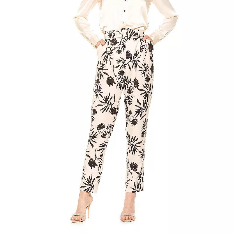 Womens ALEXIA ADMOR Zayna Belted Cigarette Pants Brown Floral Product Image