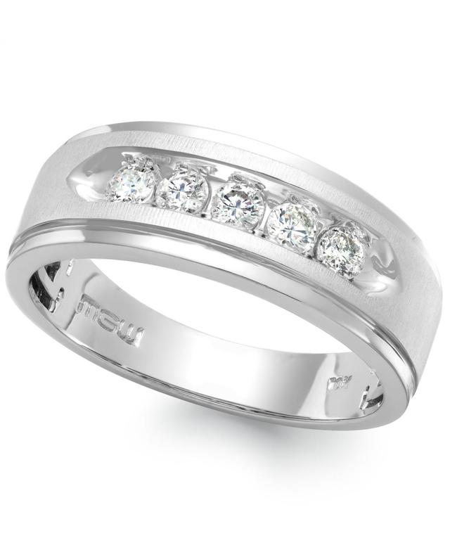 Mens Five-Stone Diamond Ring in 10k White Gold (1/2 ct. t.w.) Product Image