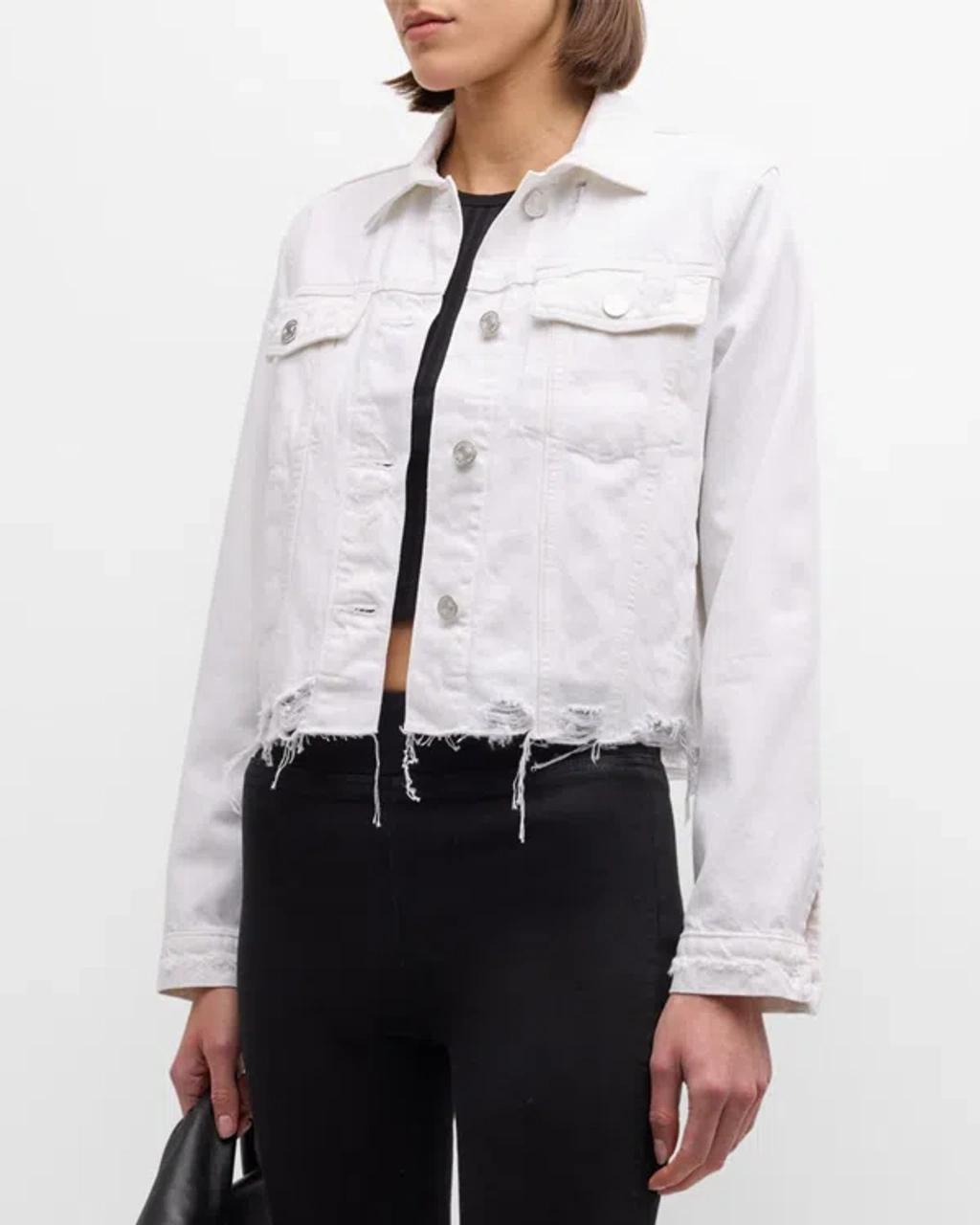 Le Vintage Distressed Denim Jacket In White product image