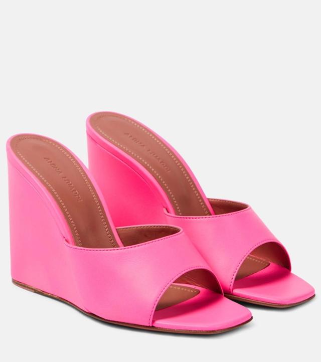 AMINA MUADDI Pink Lupita Wedge Heeled Sandals In Shocking Pink Product Image