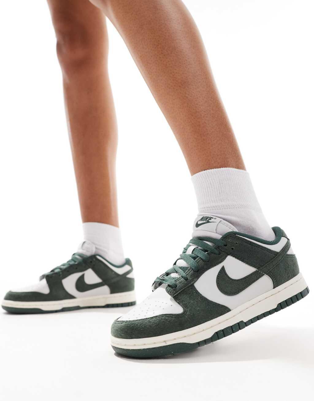 Nike Dunk Low sneakers in gray and green Product Image