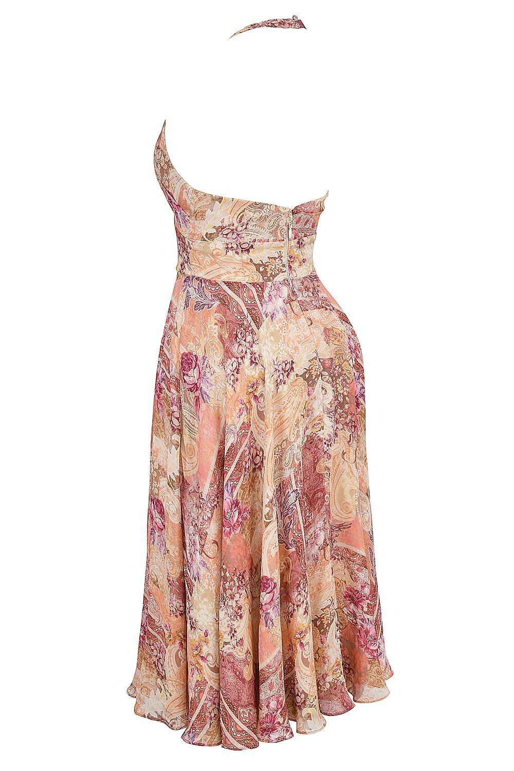 Solada Paisley Patchwork Print Georgette Halter Sundress Product Image