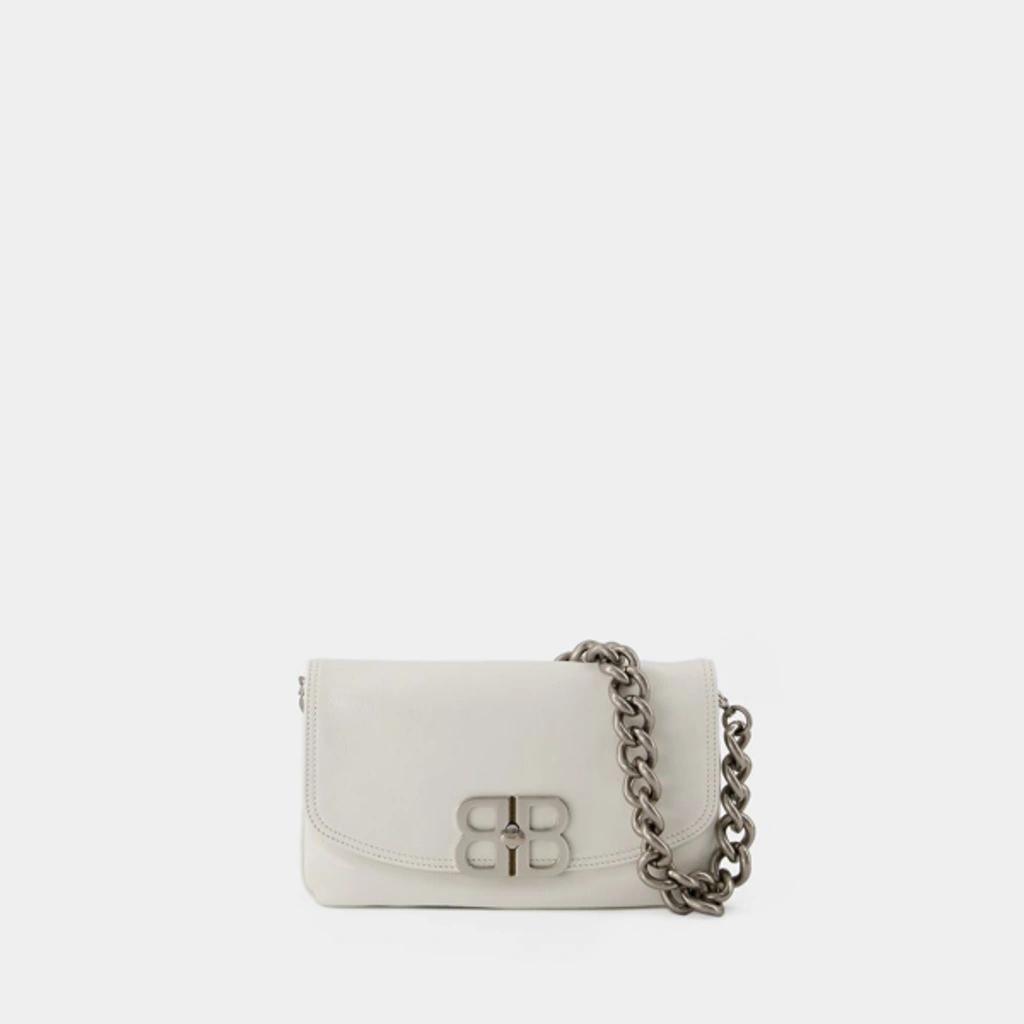 Small Bb Soft Leather Shoulder Bag In White Product Image