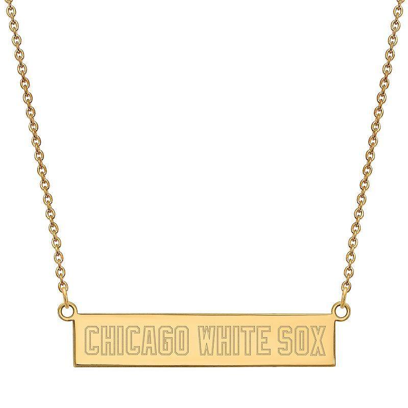 LogoArt Sterling Silver Chicago White Sox Extra Small Bar Necklace, Womens Gold Tone Product Image