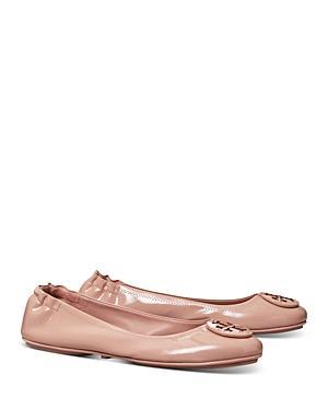 Tory Burch Womens Minnie Double T Travel Leather Ballet Flats Product Image