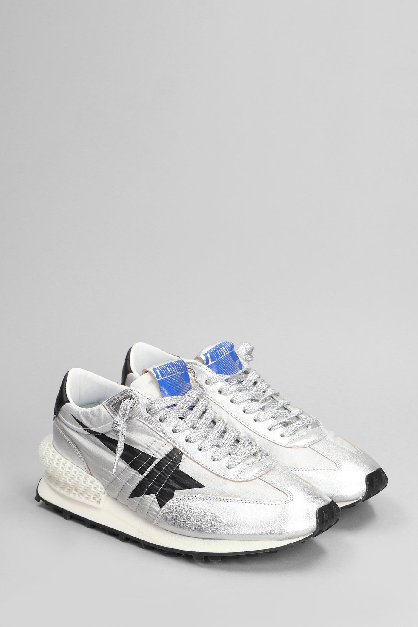 GOLDEN GOOSE Running Sole Metallic Nylon Sneakers In Silver product image