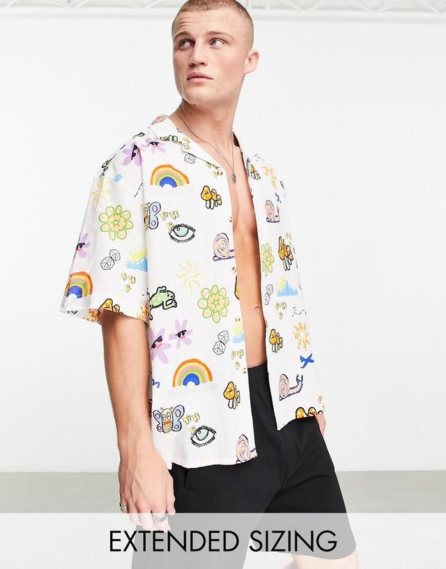 ASOS DESIGN boxy oversized revere linen mix shirt Product Image