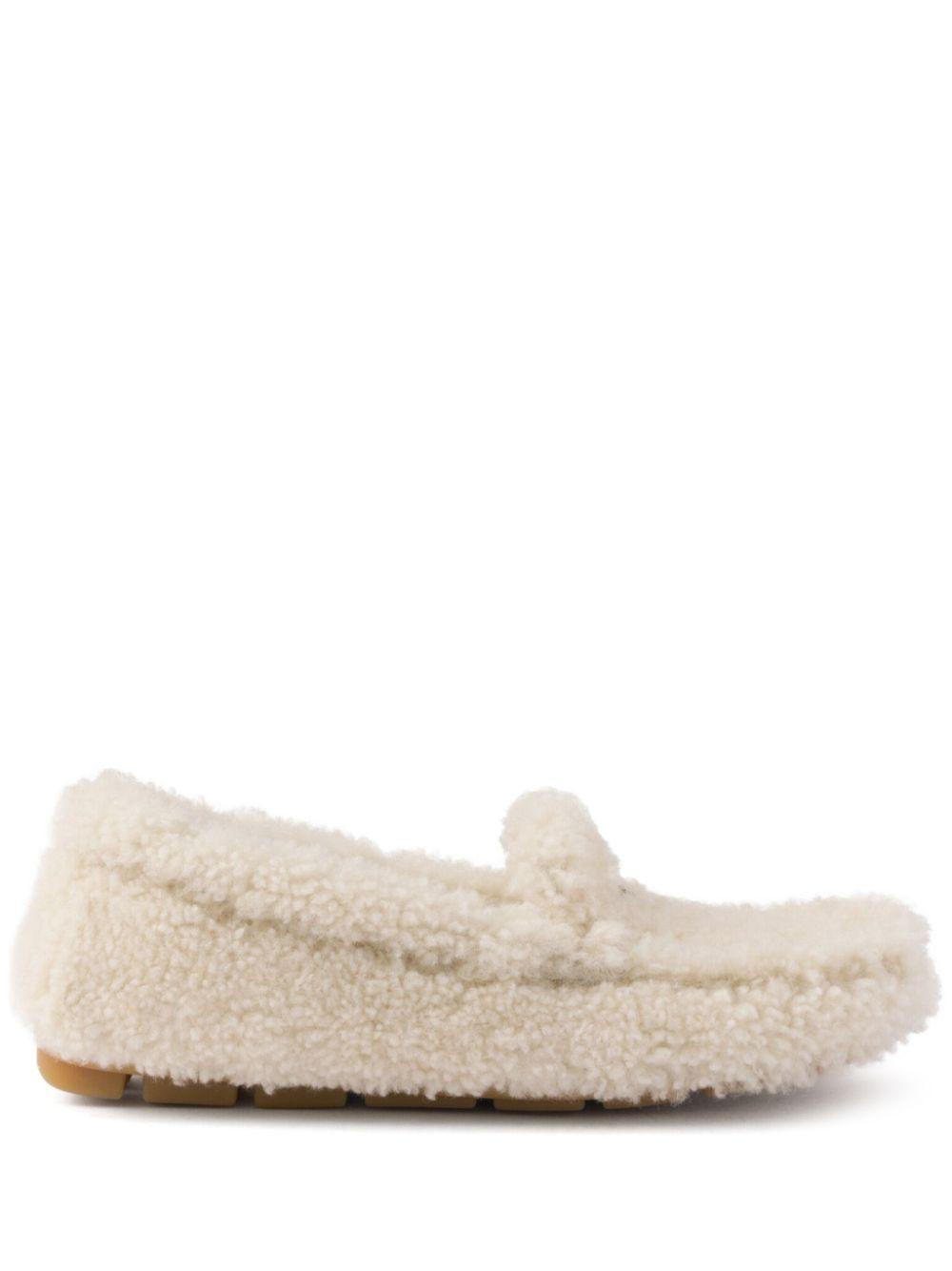 PRADA Loafer Mit Shearling In Off White Product Image