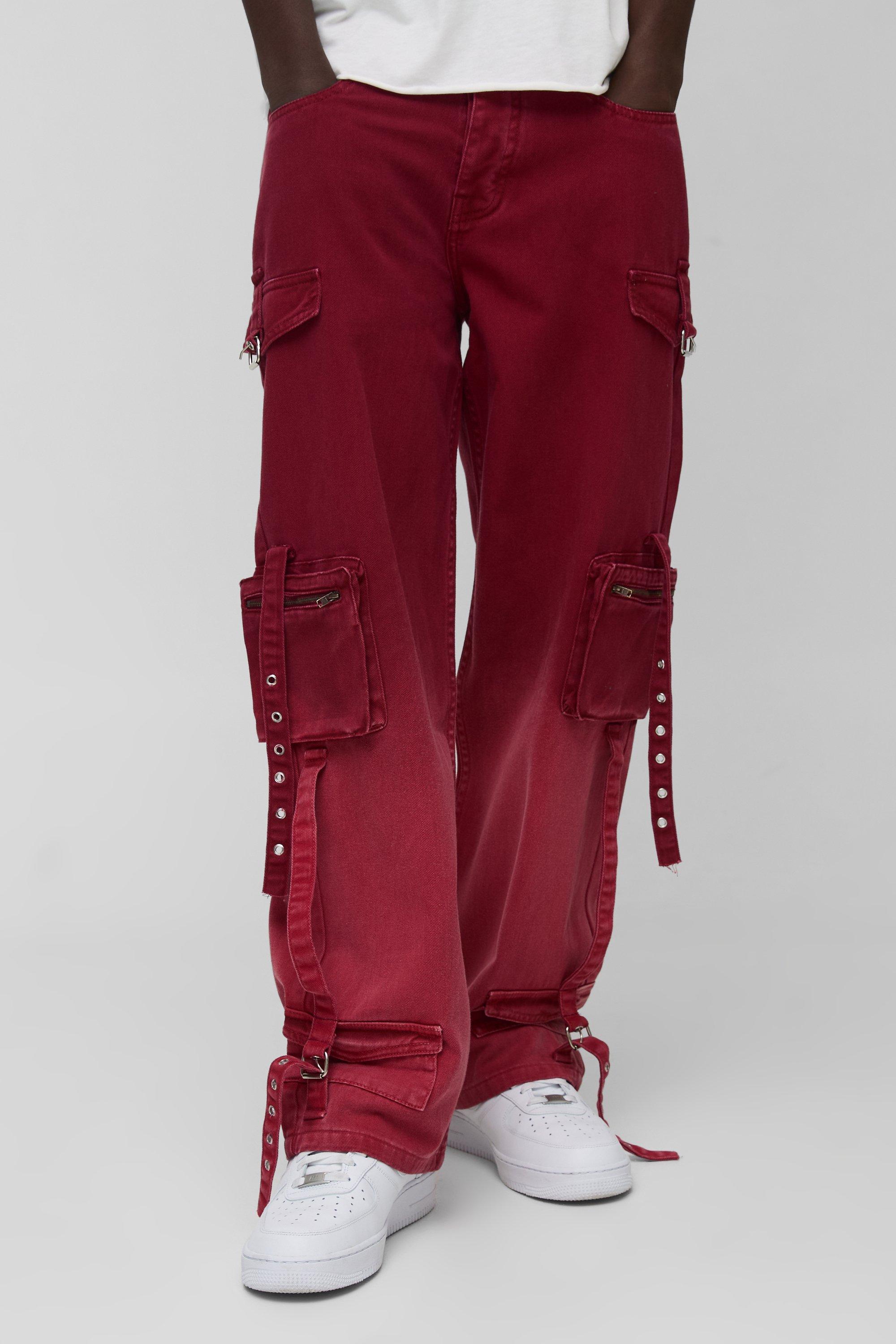 Relaxed Overdye Strap Cargo Trousers | boohooMAN USA product image