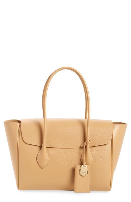 Classic Calfskin Top Handle Tote Bag In Beige Product Image