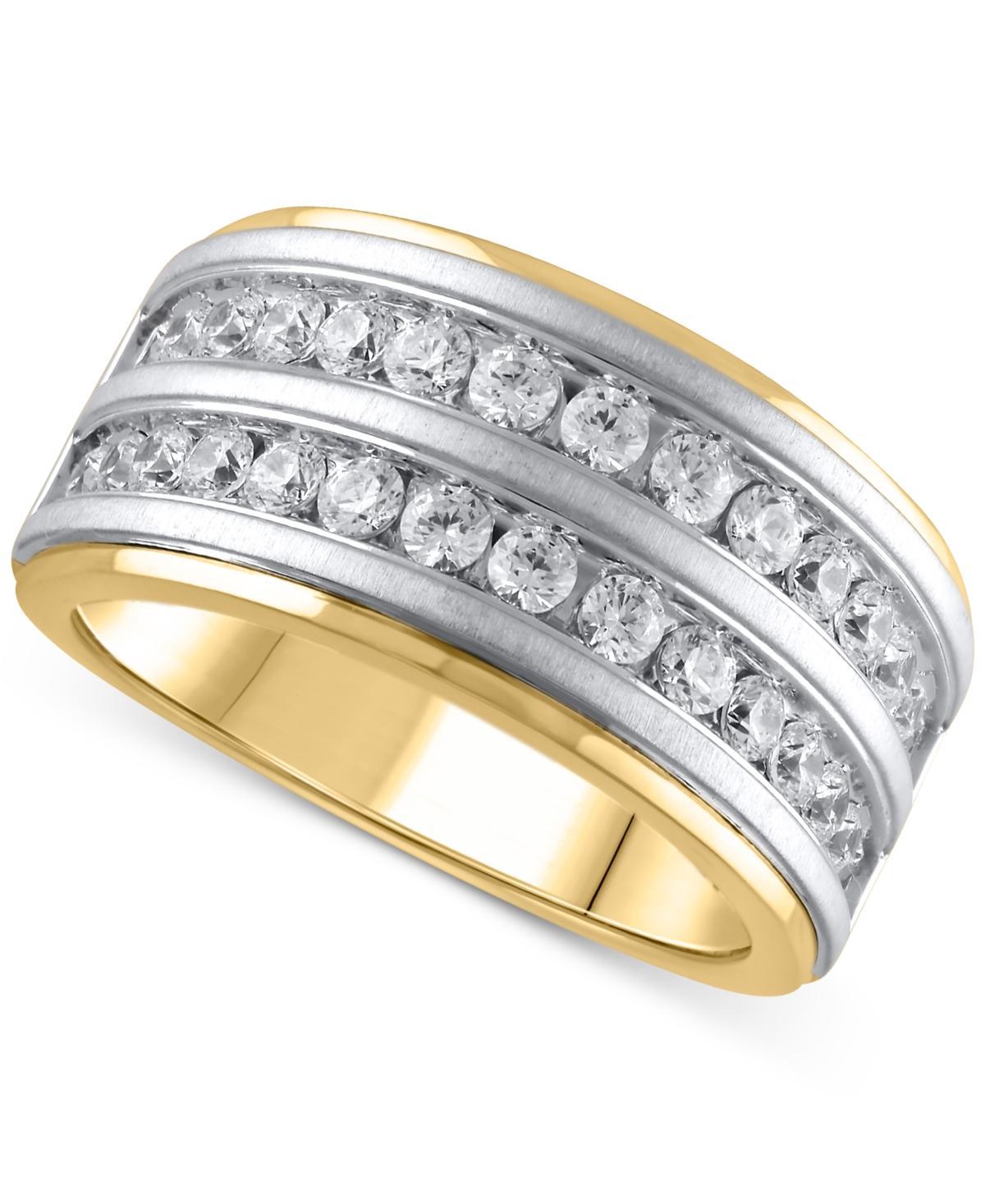 Mens Diamond Double Row Band (1-1/2 ct. t.w.) in 10k Two-Tone Gold Product Image