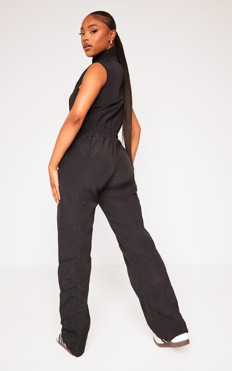 Black Seam Detail Elasticated Zip Up Jumpsuit Product Image