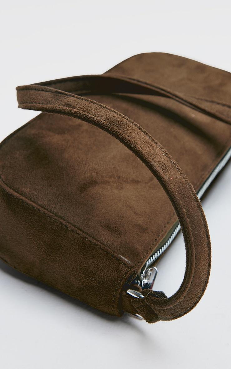 Khaki Faux Suede Zip Shoulder Bag Product Image