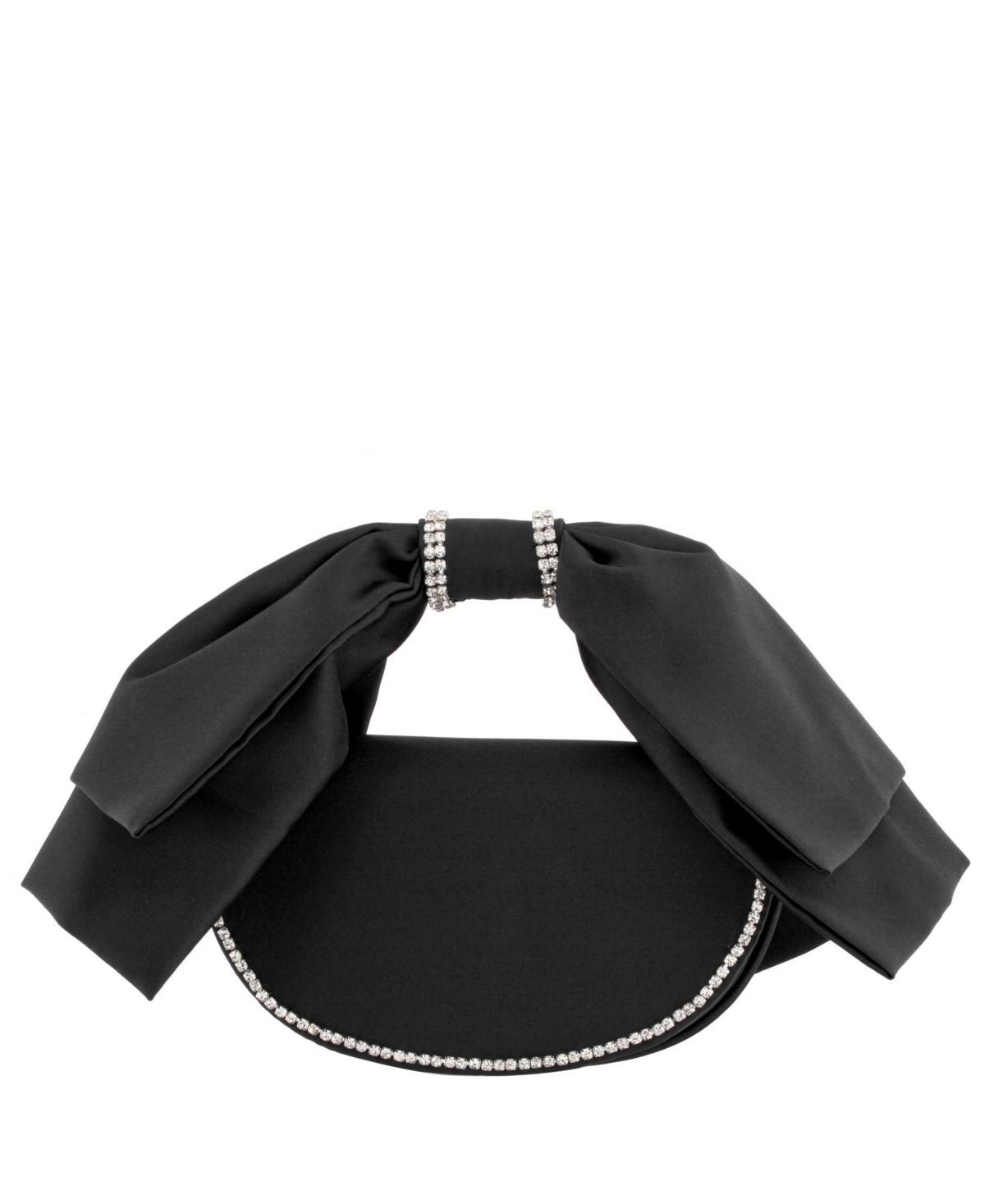 Womens Crystal Trim Satin Bow Clutch Bag Product Image