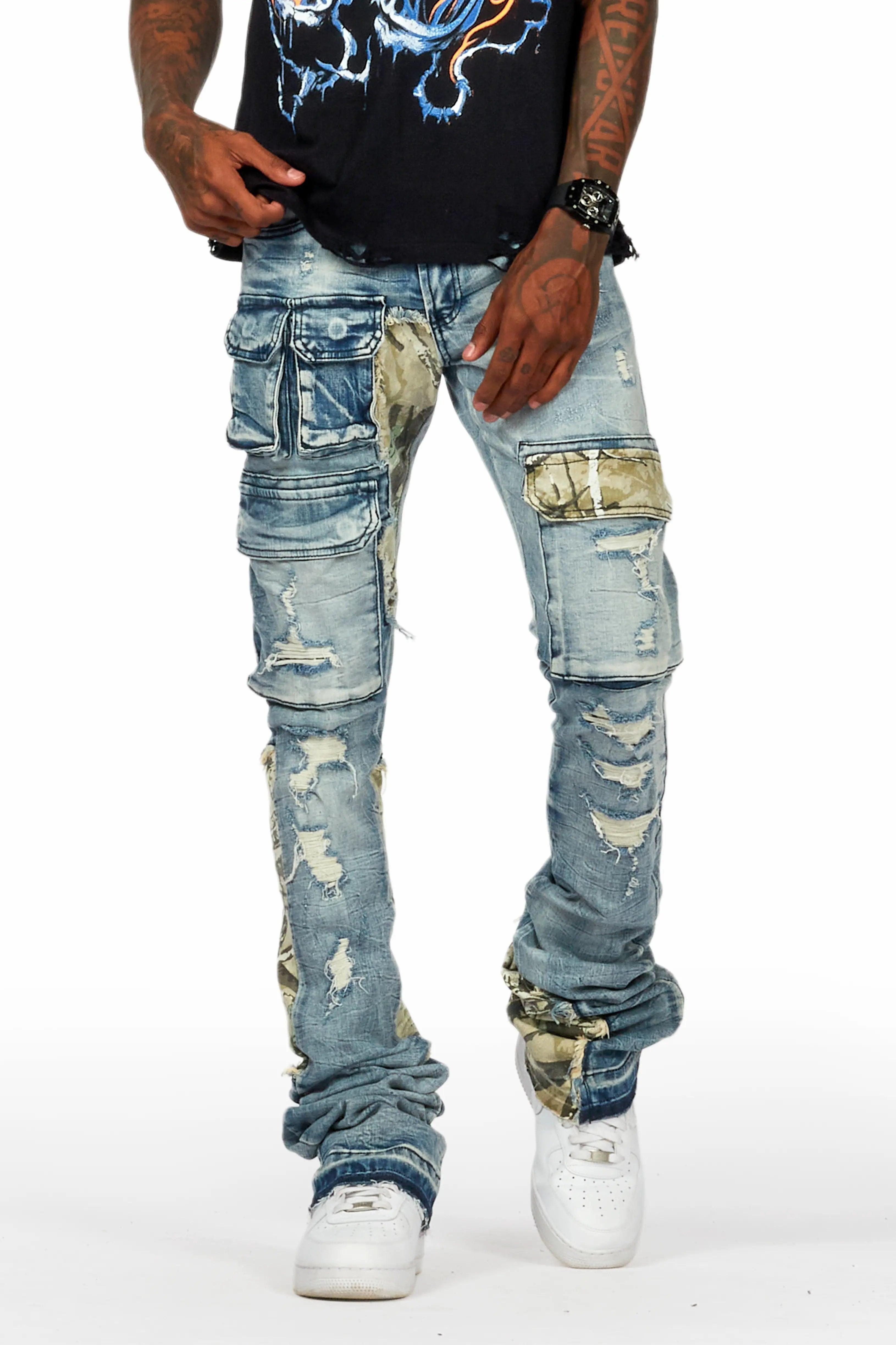 Zeta Blue Super Stacked Flare Jean Male Product Image