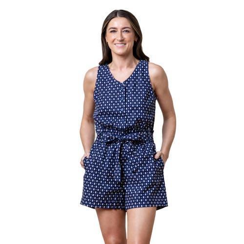 Hope & Henry Womens Sleeveless Linen Button Front Romper Product Image