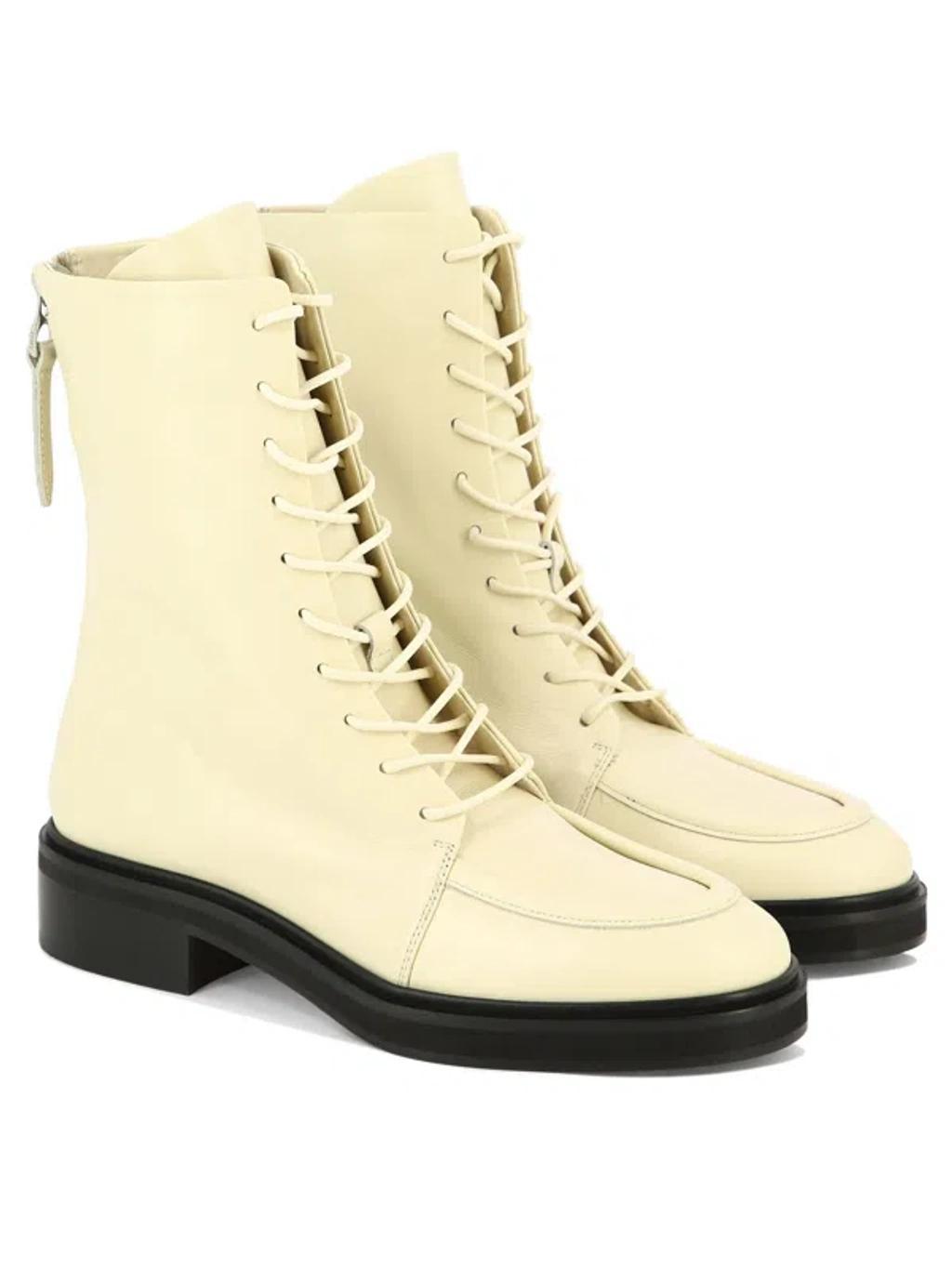 30mm Max Leather Ankle Boots In Beige Product Image