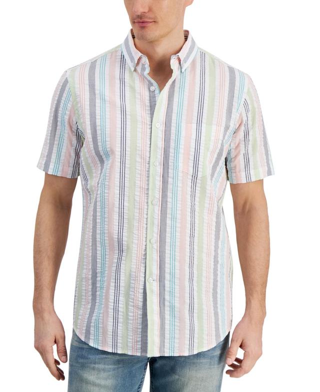 Club Room Mens Lucky Striped Short-Sleeve Seersucker Shirt, Created for Macys Product Image