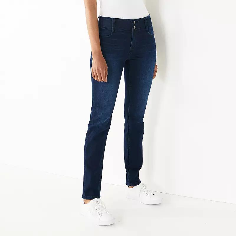 Womens Nine West Tummy-Control Slim Straight Jeans Rinse Blue Blast product image