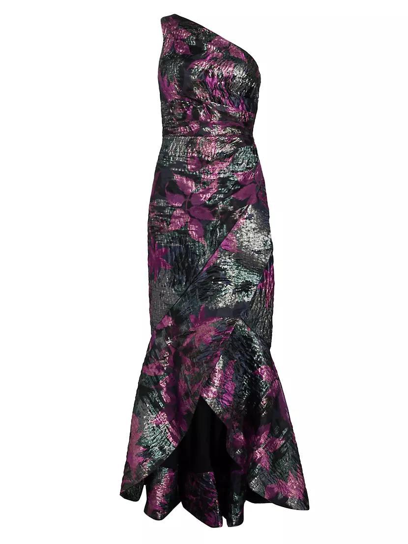 Floral Jacquard One-Shoulder Mermaid Gown Product Image