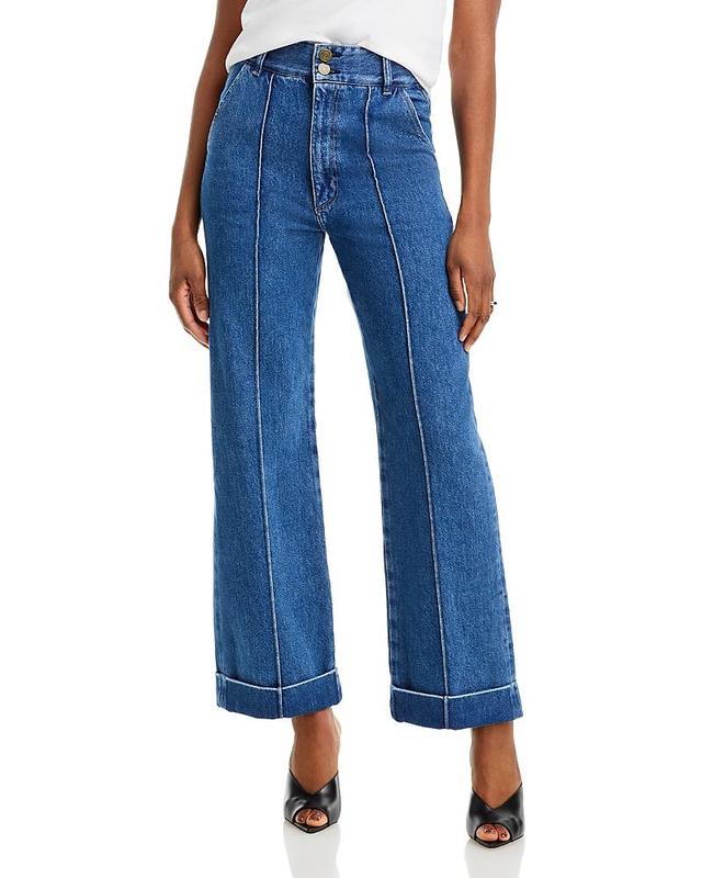 Womens 70s High-Rise Stretch Straight-Leg Crop Jeans Product Image