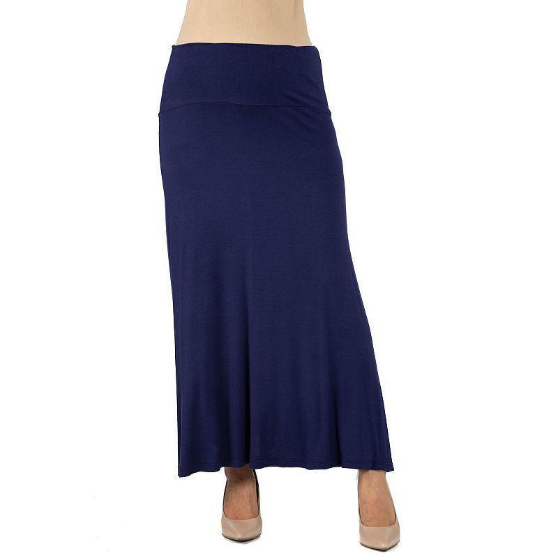 Maternity 24Seven Comfort Elastic Waist Maxi Skirt, Womens Blue Product Image