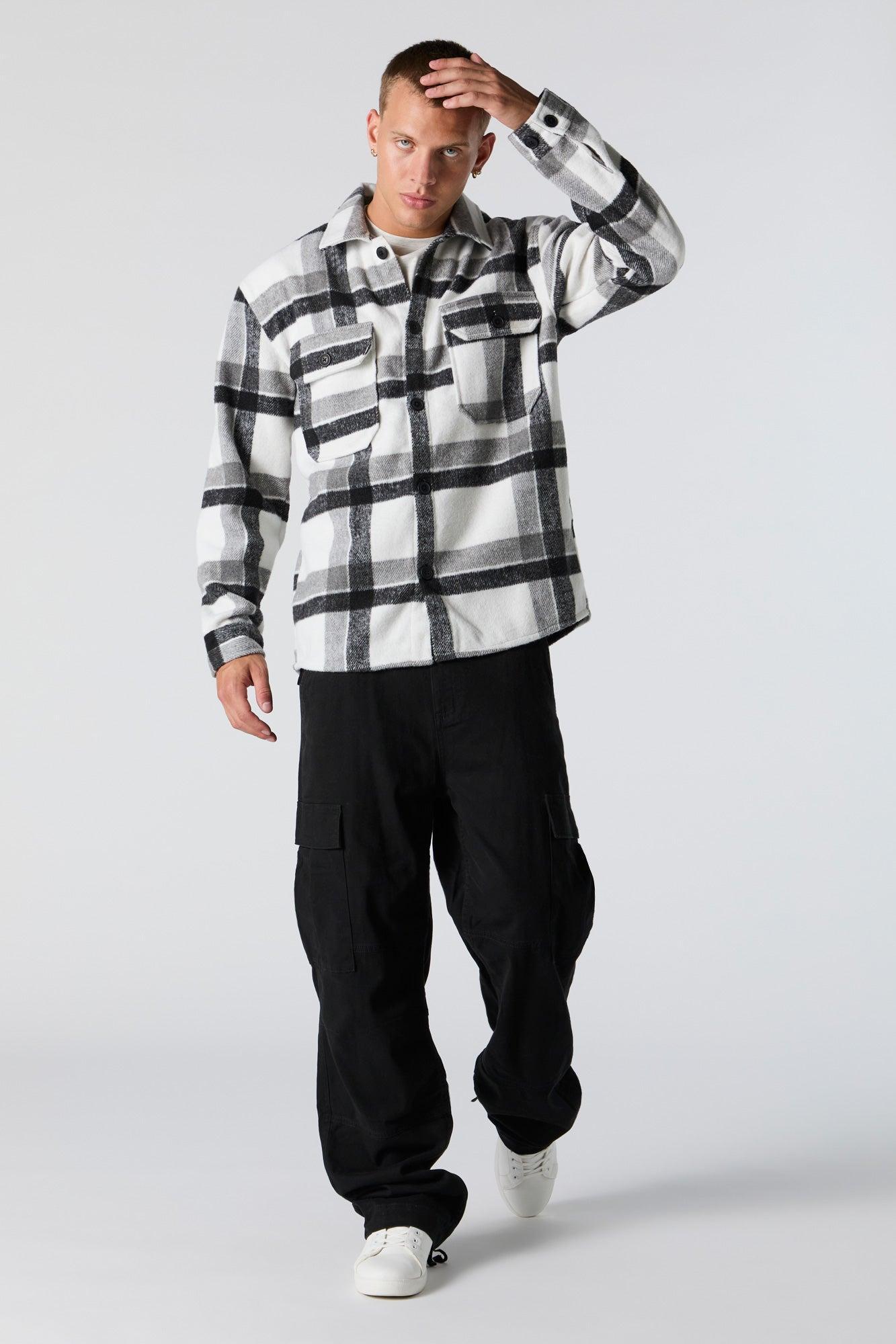 Plaid Button Front Shacket Male Product Image