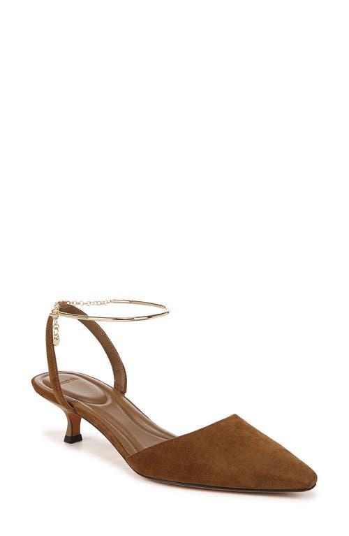 Suede Ankle-chain Slingback Pumps In Elmwood Product Image