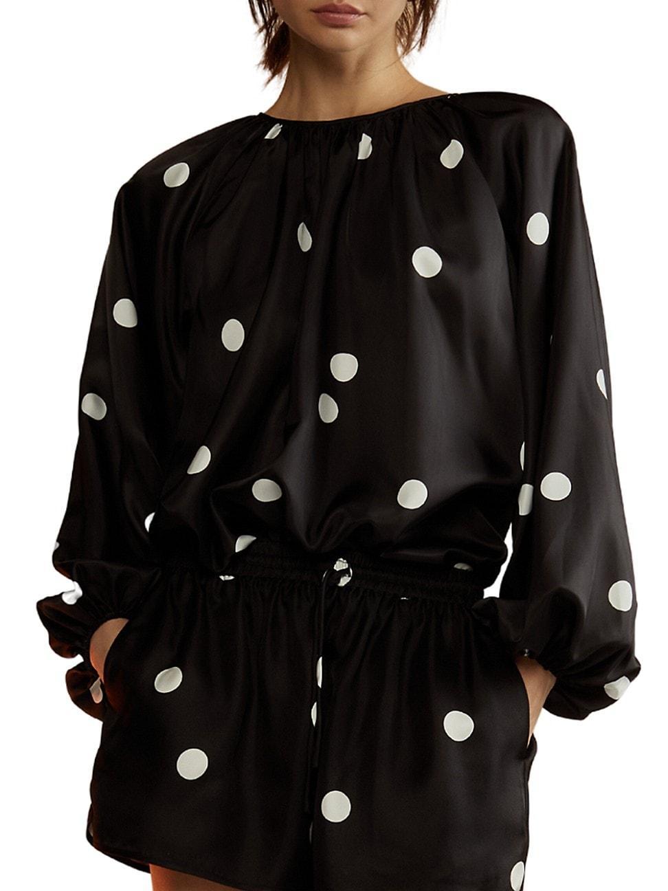 Womens Alice Polka Dot Silk Blouse Product Image