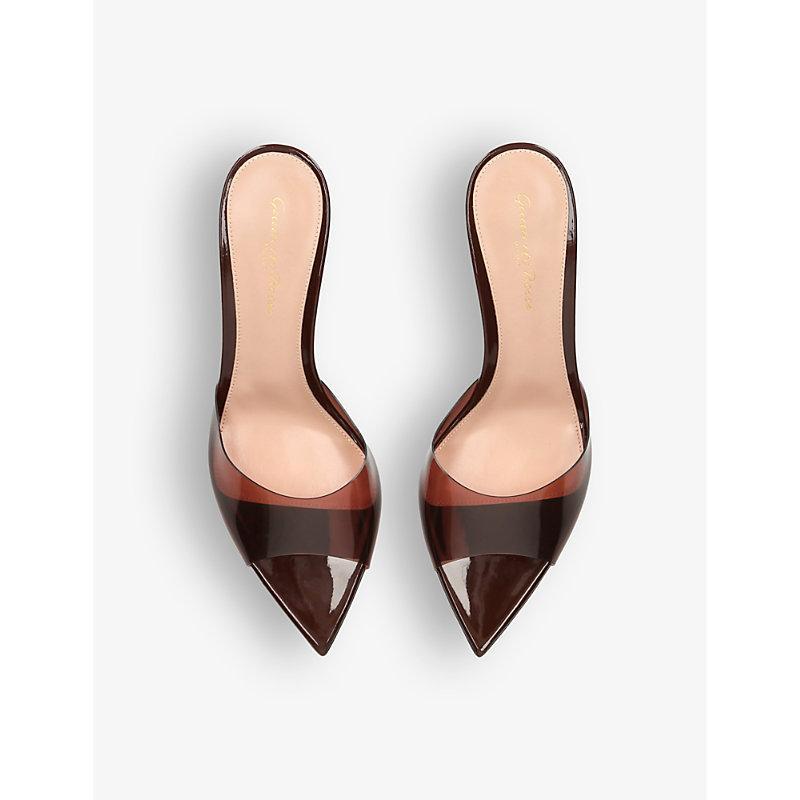 GIANVITO ROSSI Womens Brown Vernice Open-toe Pvc Heeled Mules Product Image