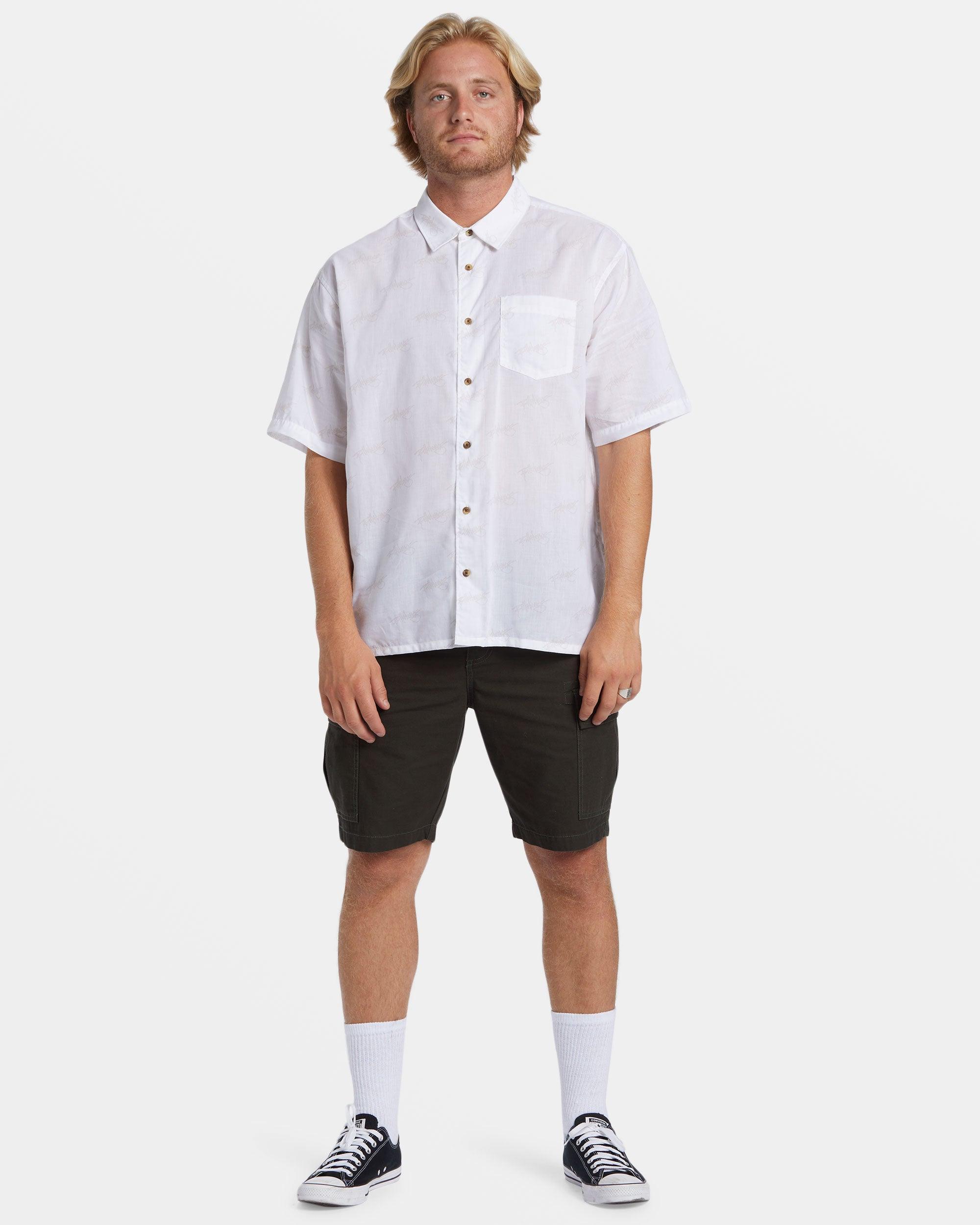 Script Short Sleeve Shirt - White Male Product Image