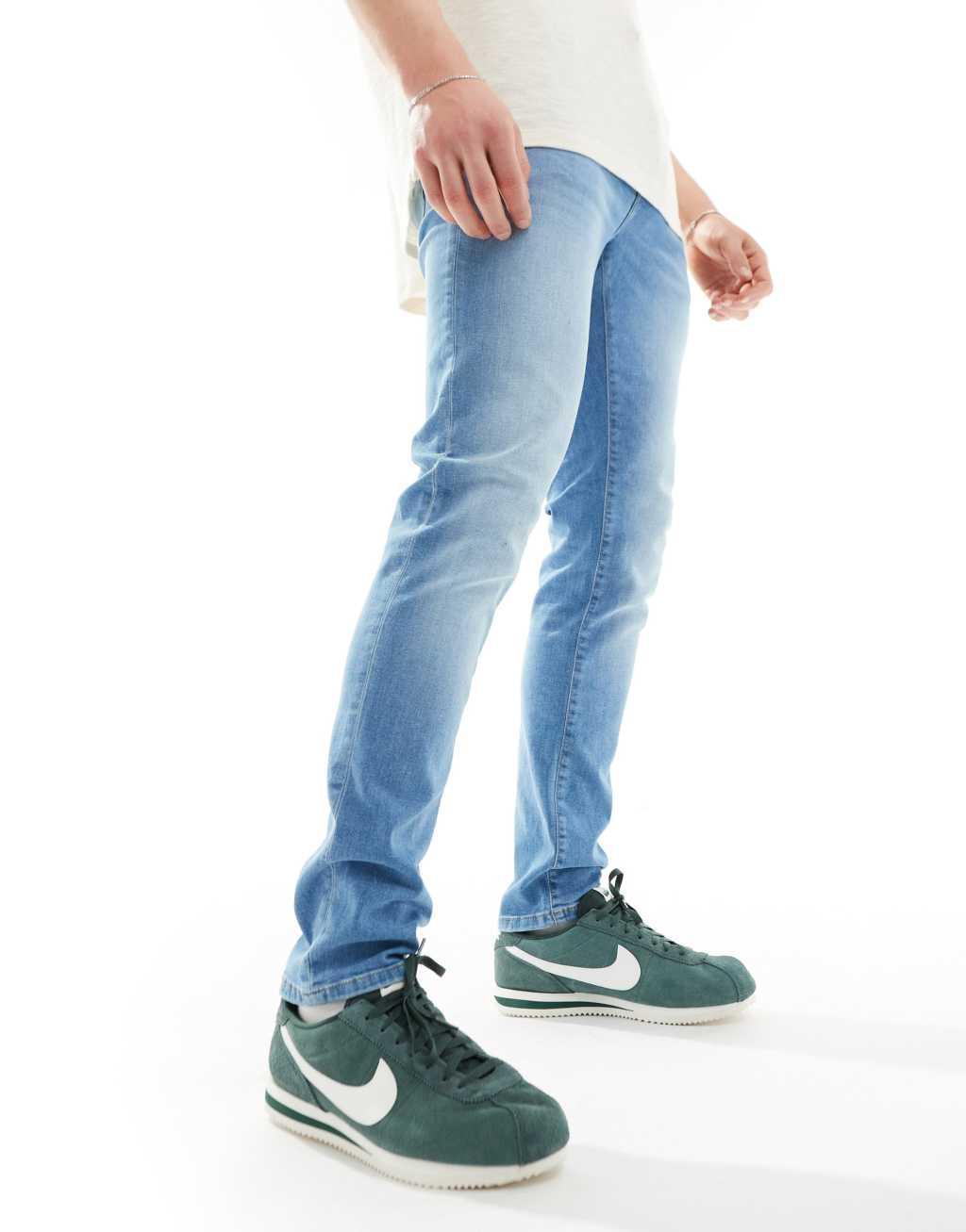 Only & Sons loom slim fit jeans in light wash blue Product Image