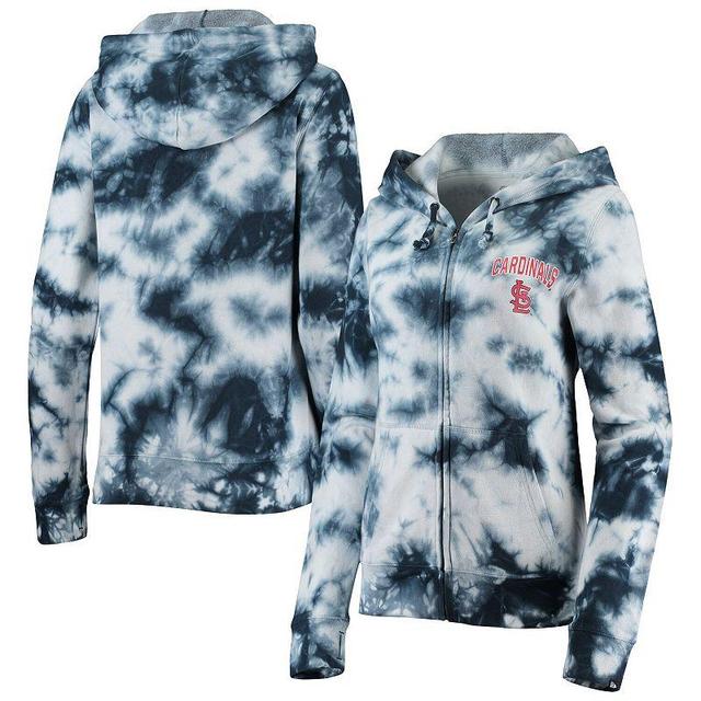 Womens New Era St. Louis Cardinals Tie-Dye Fleece Full-Zip Hoodie Blue Product Image