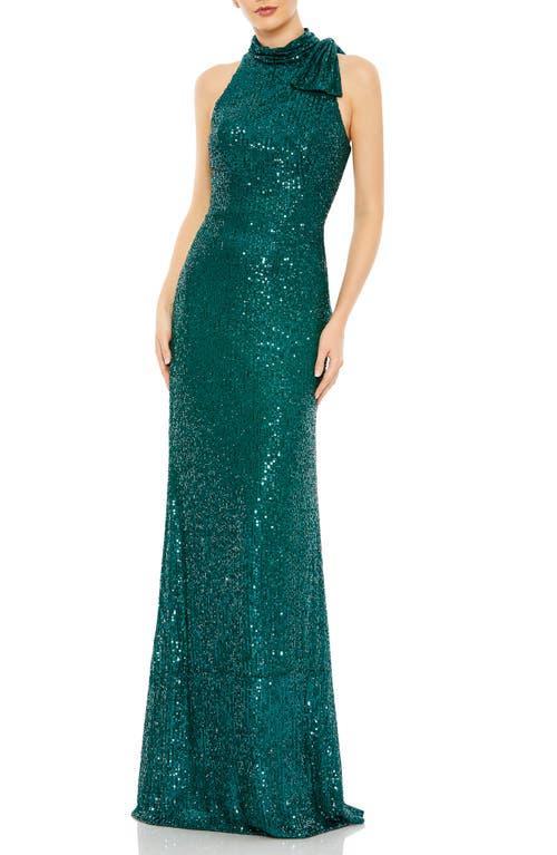 Mac Duggal Womens Womens Ieena Sequined Soft Tie Halter Neck Column Gown Product Image