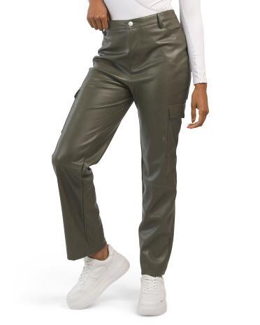 Faux Leather Cargo Pants for Women Product Image