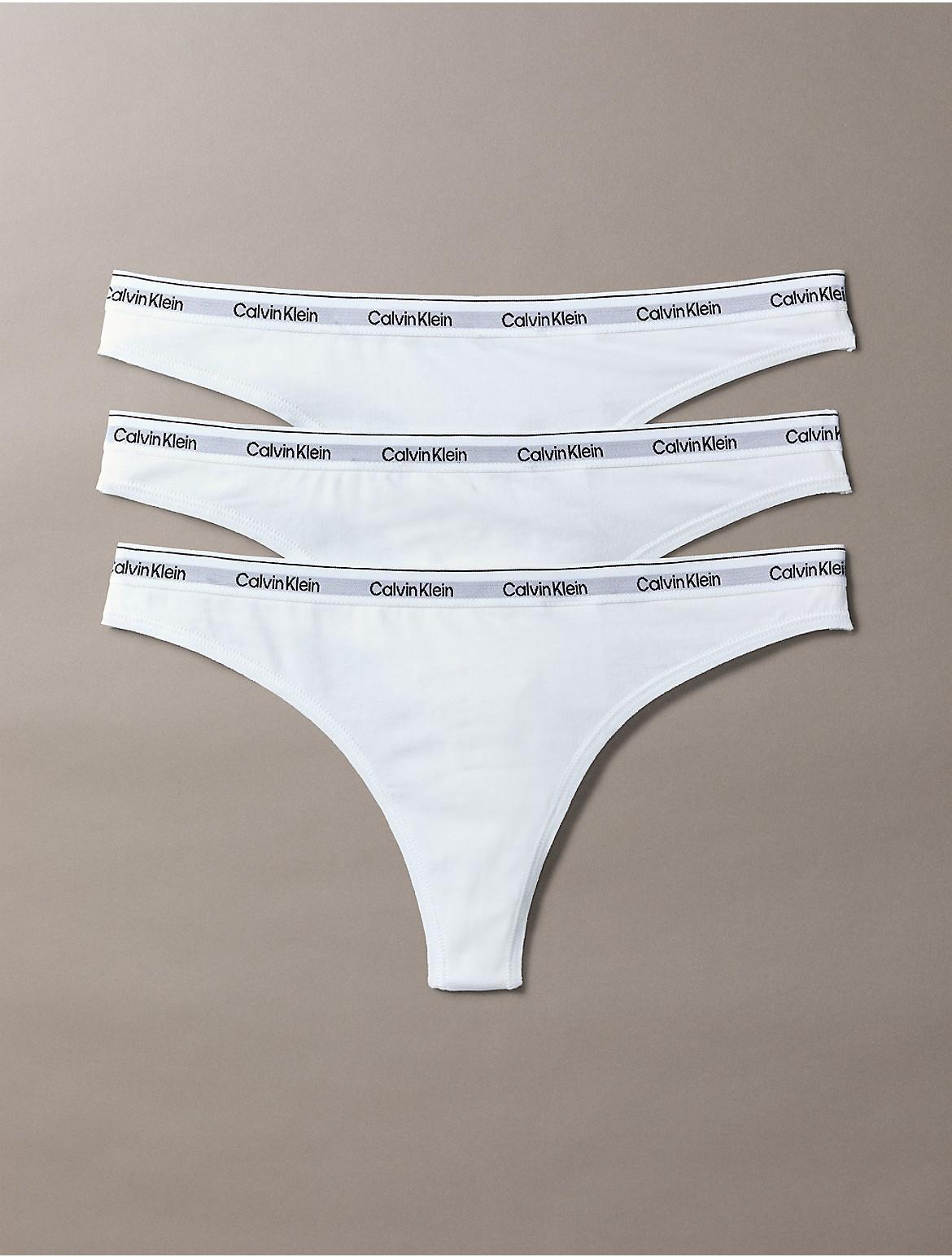 Calvin Klein Womens Modern Logo 3-Pack Low Rise Thong - Grey - L Product Image