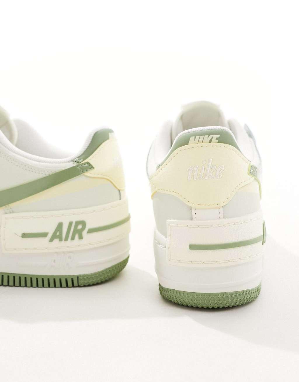 Nike Air Force 1 Shadow sneakers in white and green Product Image