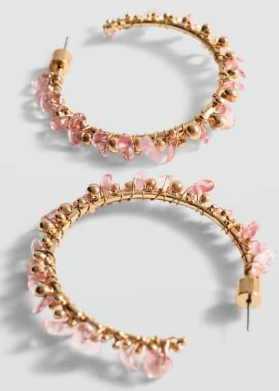 MANGO - Bead hoop earrings - One size - Women Product Image