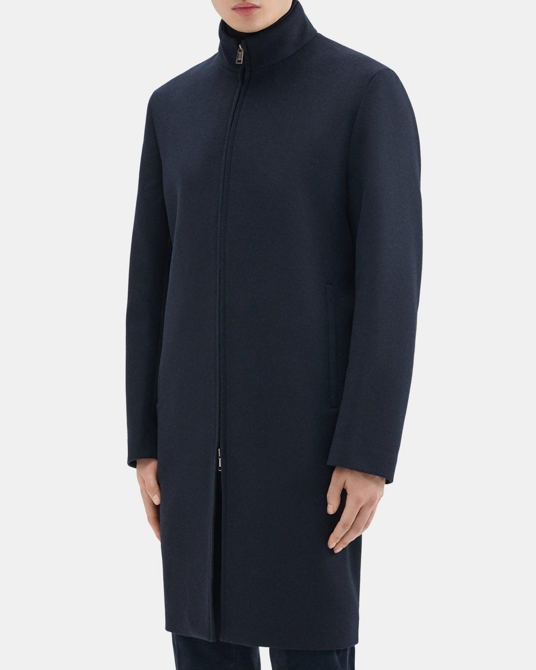 Stand Collar Coat in Recycled Wool-Blend Melton Product Image