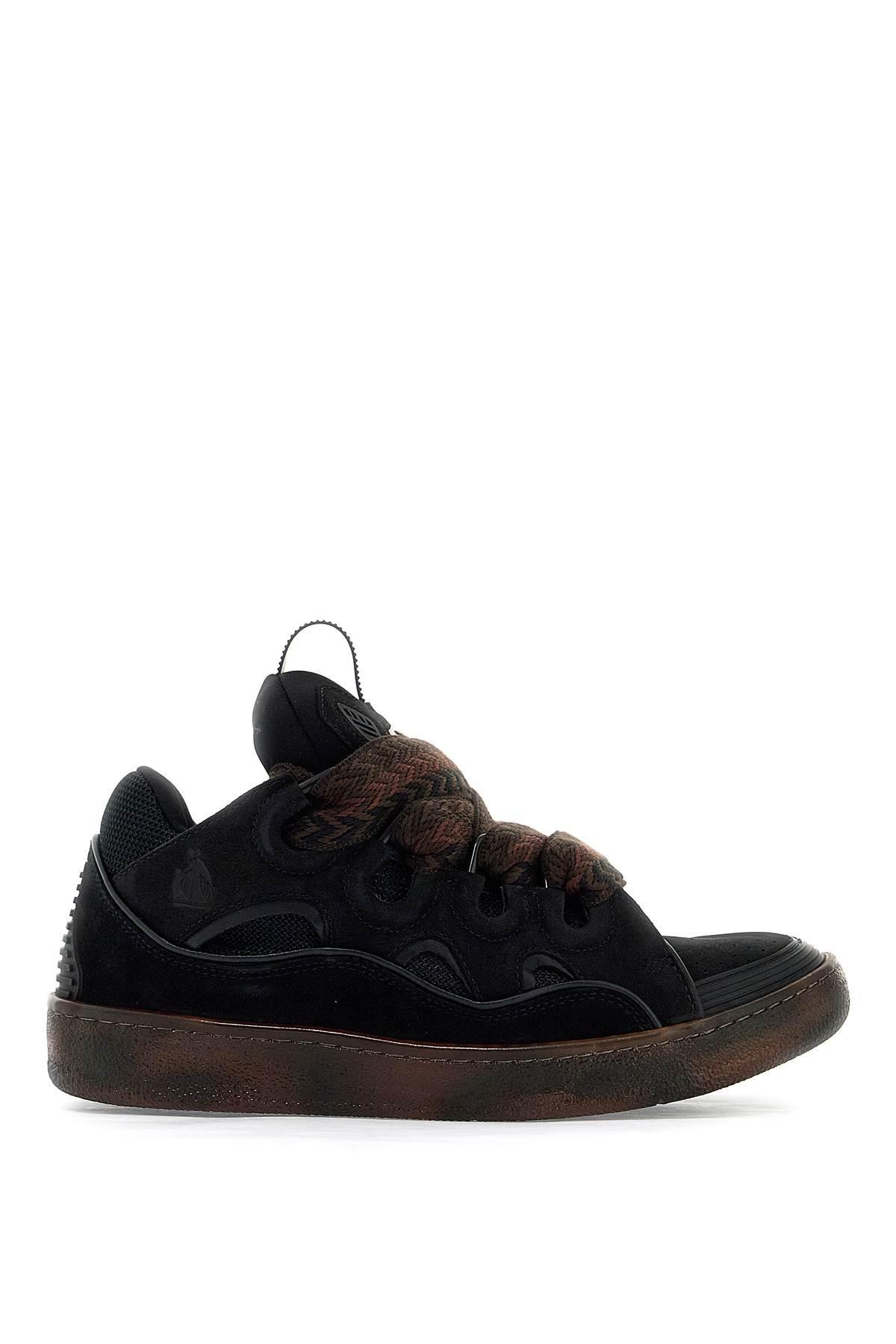 LANVIN Curb Leather Sneakers In Dark Brown,brown Product Image