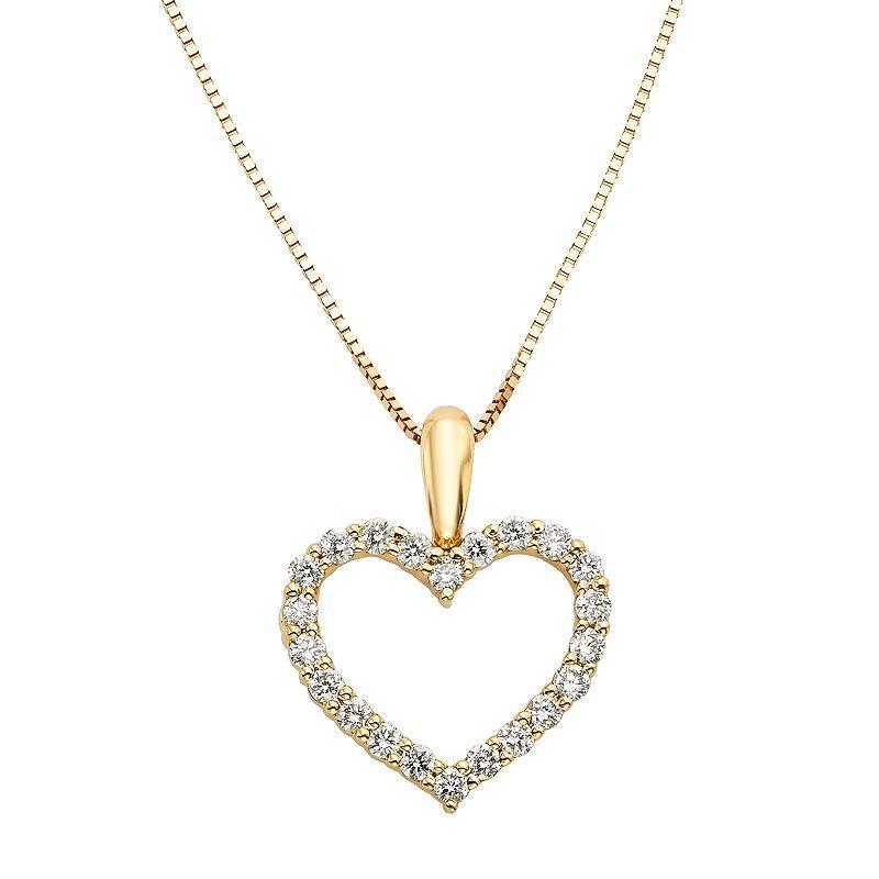 The Regal Collection 1/4 Carat T.W. IGL Certified Diamond 14k Gold Heart Pendant Necklace, Womens White Product Image