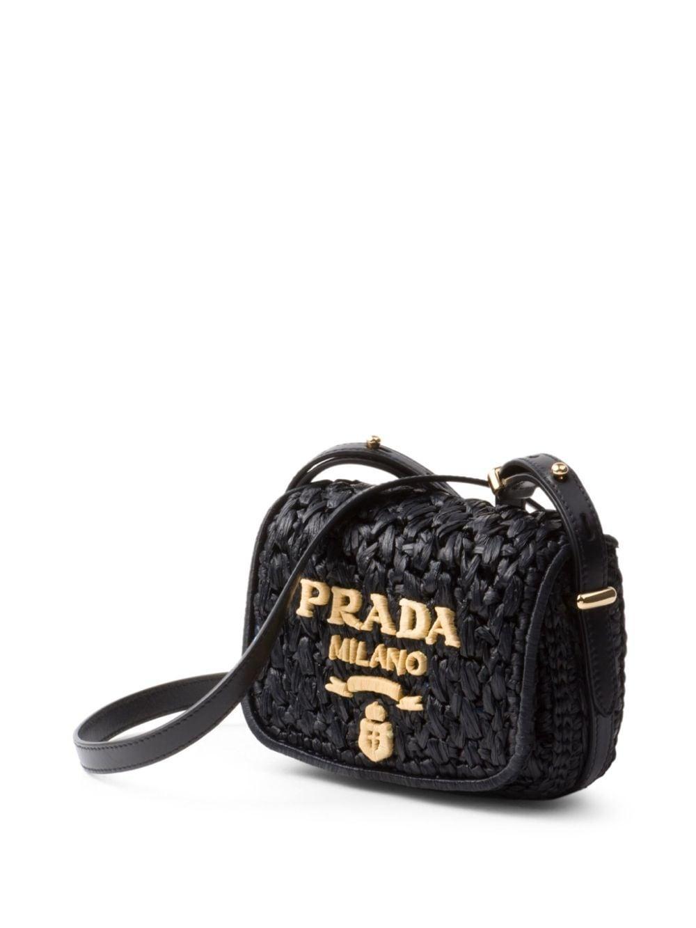 Logo-embroidered Interwoven Shoulder Bag In Black Product Image