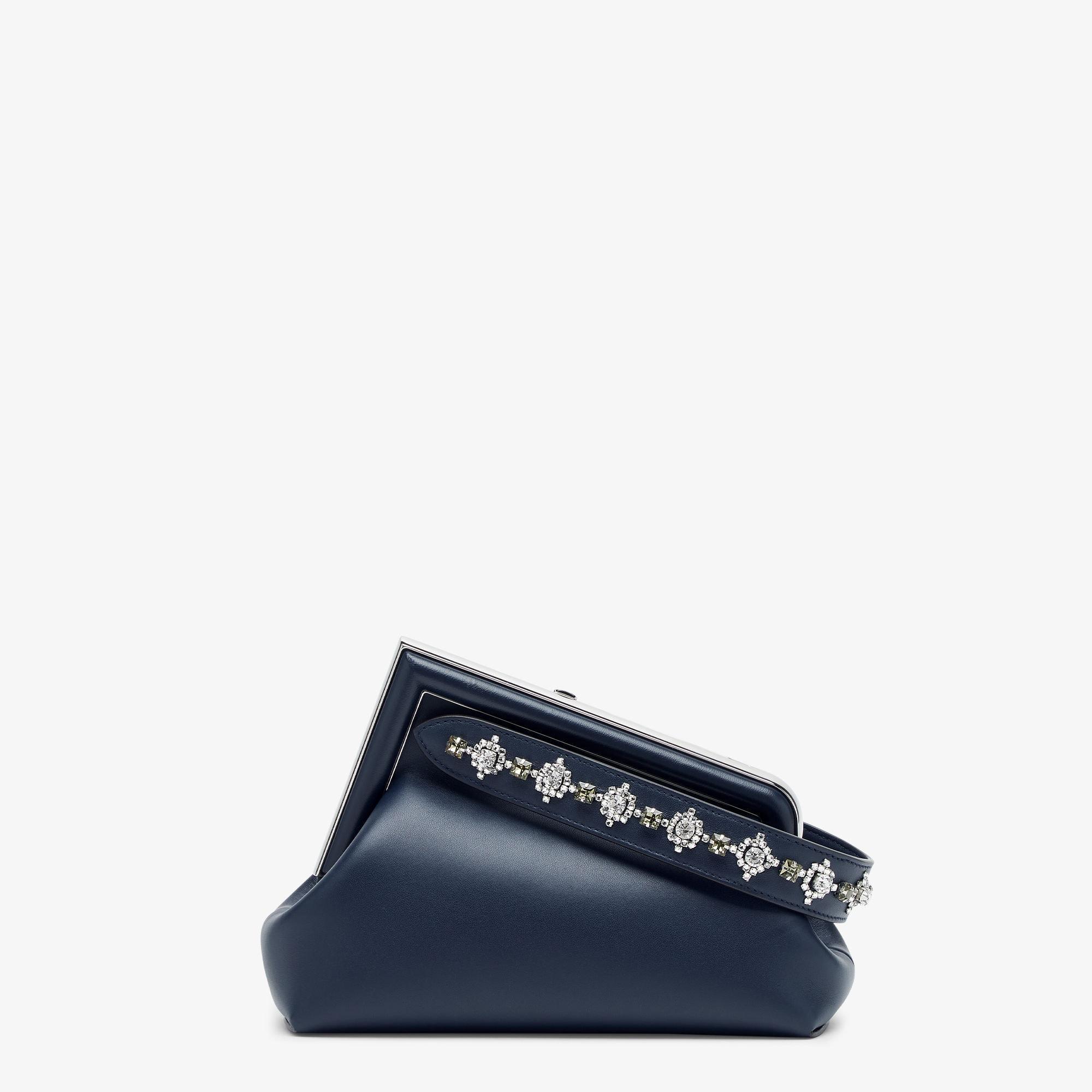 Fendi First Small with handleMidnight blue leather bag with crystals Product Image