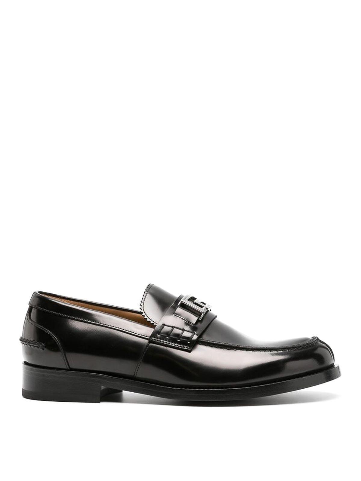 VERSACE Greca Patent Leather Loafers In Black Product Image