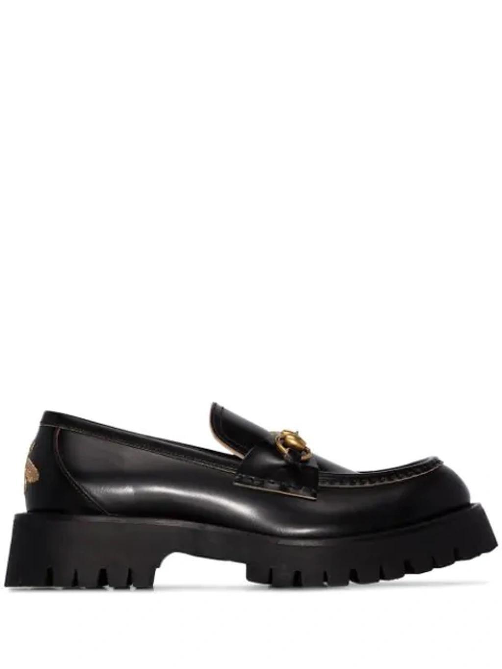 GUCCI Horsebit-detailed Metallic Embroidered Leather Platform Loafers In Black product image