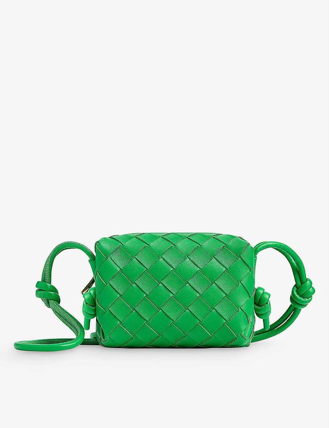 Loop Woven Leather Cross-body Bag In Green Product Image