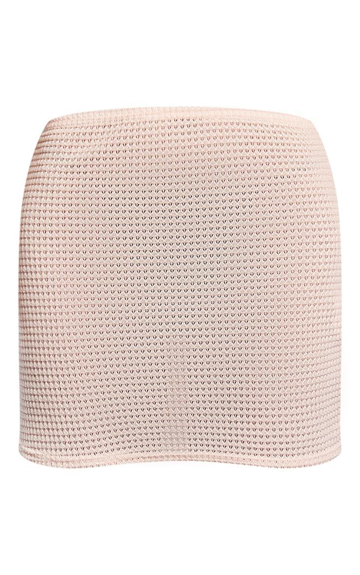 Stone Sheer Waffle Textured Low Rise Mini Skirt Product Image