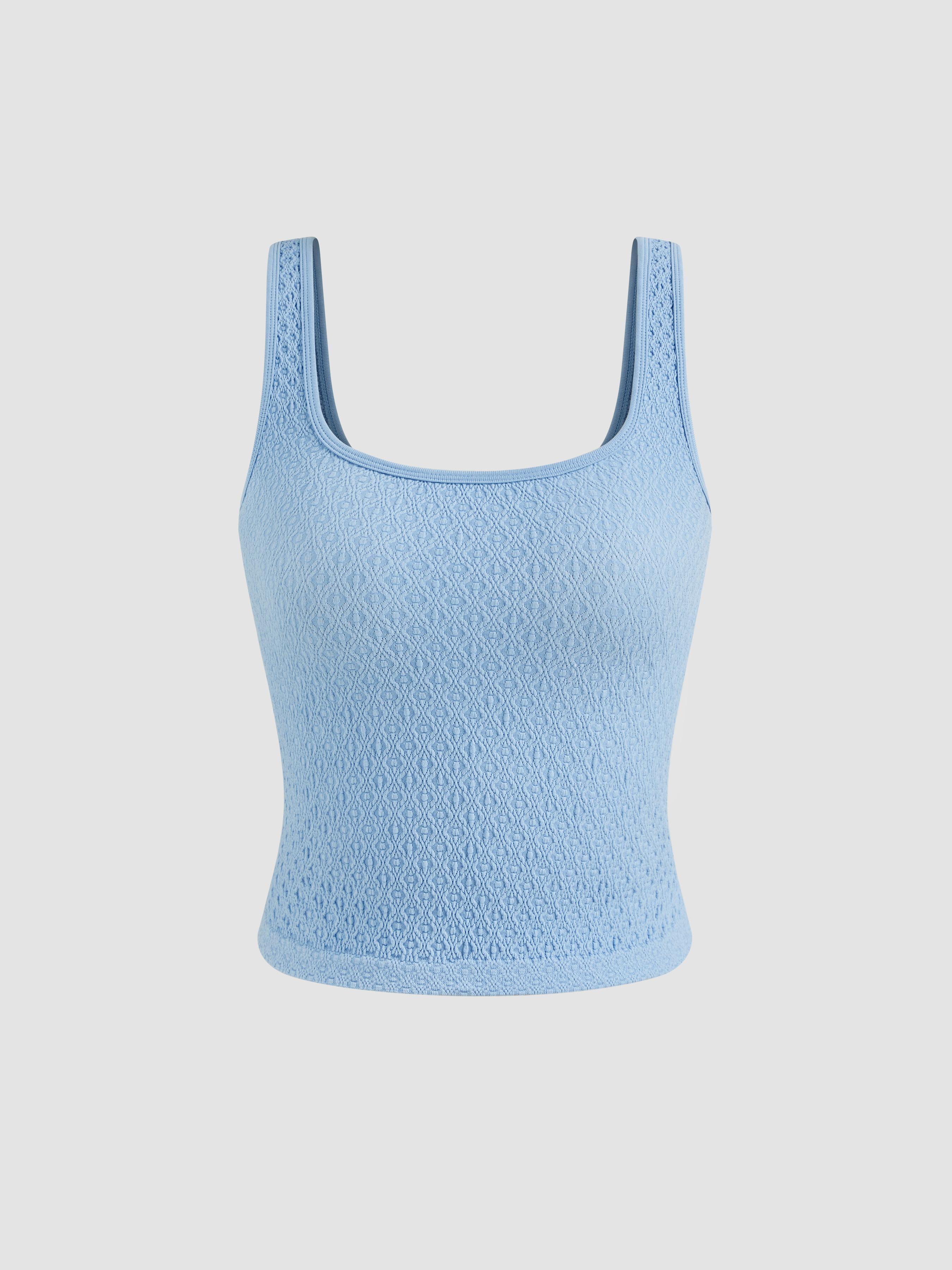 Seamless U-neckline Solid Jacquard Texture Crop Tank Top product image